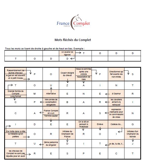 Solutions des mots fléchés du Complet