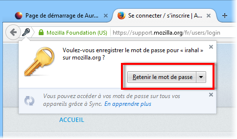 Mozilla mot de passe