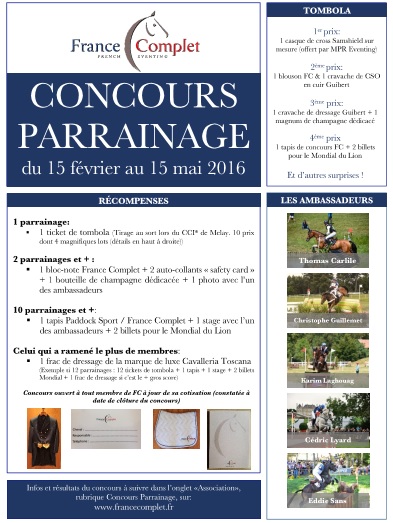 Dernière ligne droite pour le concours de parrainage !